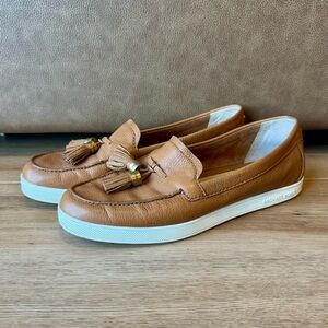 Michael Kors Callahan Loafers 7 Brown Leather Tassel Slip On Moccasin Shoe